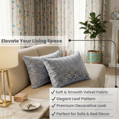 Velvet Rectangular 12x18 Inches Cushion Covers Set of 2 | Throw Pillow Covers for Sofa, Bed & Living Room | Perfect for Home Décor Cream Caramel