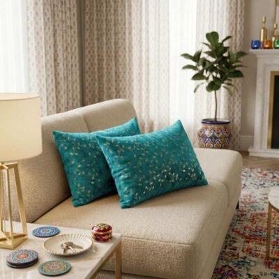 Velvet Rectangular 12x18 Inches Cushion Covers Set of 2 | Throw Pillow Covers for Sofa, Bed & Living Room | Perfect for Home Décor Cream Caramel