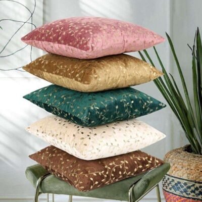 Cushion Cover 16 inch x 16 inch (40x40 cm) Multi, Premium Velvet Cushion Covers Set of 5 | Soft Embroidered Decorative Throw Pillow Covers for Sofa, Bed & Living Room