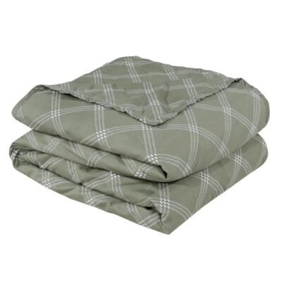 Dohar for Single Bed (60x90 Inch) Glace Cotton Reversible | Soft AC Blanket for Summer & Winter | Lightweight Comforter for All Seasons |Green Check