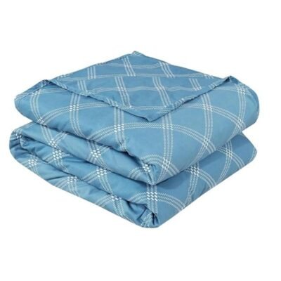 Glace Cotton Reversible Dohar for Single Bed (60x90 Inch) | Soft AC Blanket for Summer & Winter | Lightweight Comforter for All Seasons |Blue Check