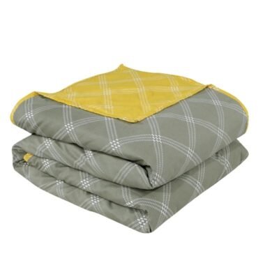 Dohar for Single Bed (60x90 Inch) Glace Cotton Reversible | Soft AC Blanket for Summer & Winter | Lightweight Comforter for All Seasons |Yellow & Green