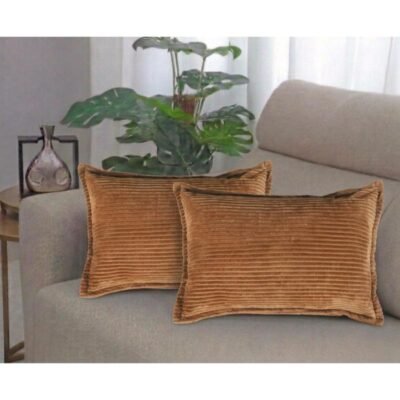 18x28 inches, Mustard, Corduroy Cushion Cover Set of 2, Striped Double Sided Decorative Throw Pillowcases for Sofa, Bed & Living Room Rectangular Long Cushion Covers