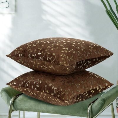 Cushion Cover 16 inch x 16 inch (40x40 cm) Chocolate Brown, Premium Velvet Cushion Covers Set of 2 | Soft Decorative Throw Pillowcases for Sofa, Bed & Living Room