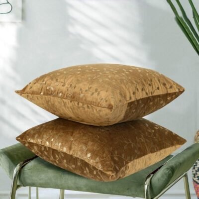 Velvet Rectangular 12x18 Inches Cushion Covers Set of 2 | Throw Pillow Covers for Sofa, Bed & Living Room | Perfect for Home Décor Cream Caramel