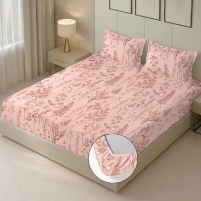 Bedsheet for Plain Peach King Fitted