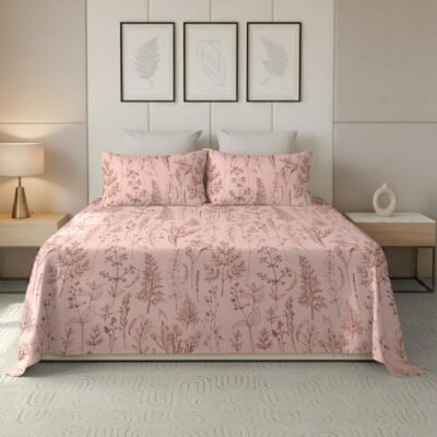 Bedsheet for Plain Peach Super King Flat