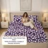 Cotton Fitted Floral Bedsheet for Double Bed King Fitted Plum Purple 2