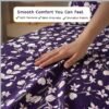 Cotton Fitted Floral Bedsheet for Double Bed Plum Purple 1
