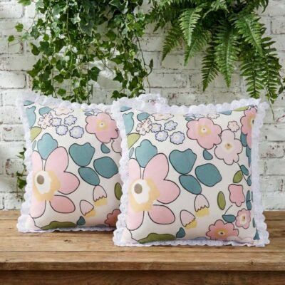 Cushion Covers Set of 2 Pink Floral