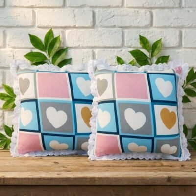Cushion Covers Set of 2 Pink Heart