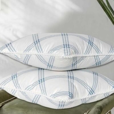 Cushion Covers Set of 2 White Check