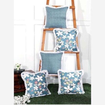 Cushion Covers Set of 5 Blue Floral