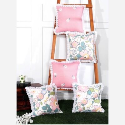 Cushion Covers Set of 5 Pink Floral