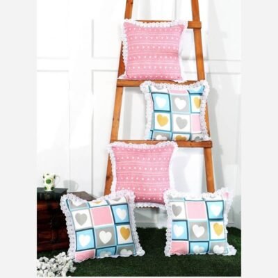 Cushion Covers Set of 5 Pink Heart