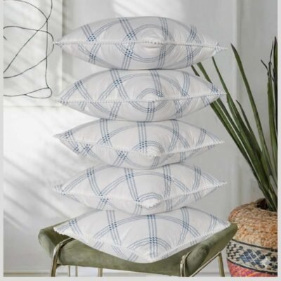 Cushion Covers Set of 5 White Check