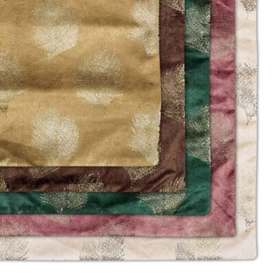 Golden Feather Design Cushion Cover 16 inch x 16 inch Multicolor 1