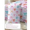 Microfiber Digital Print Bow Design Fitted Bedsheet White 1