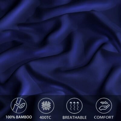 Microfiber Satin Weave Fitted Bedsheet Blue 1