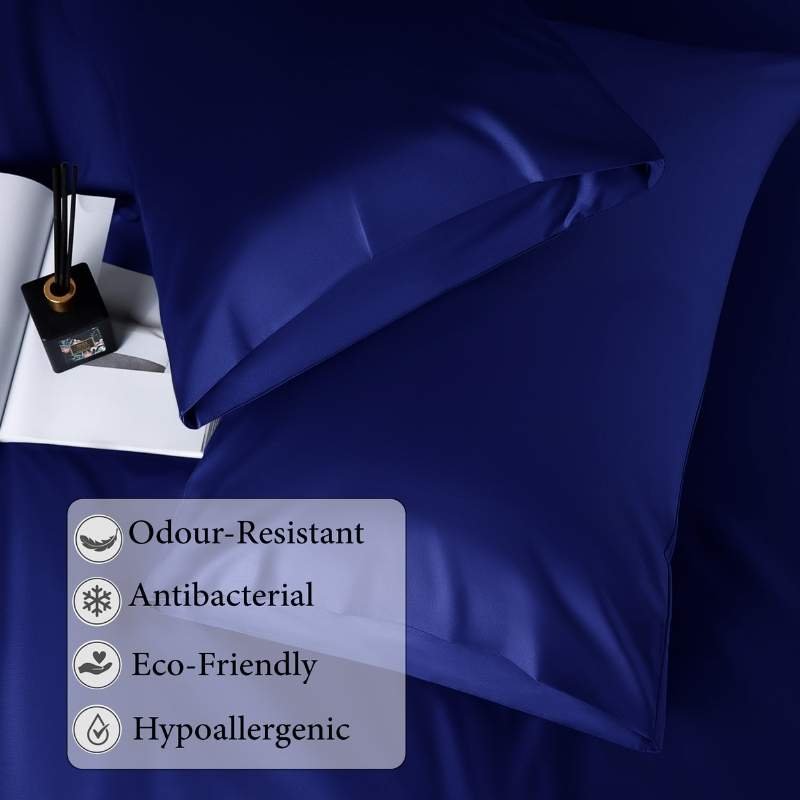 Microfiber Satin Weave Fitted Bedsheet Blue 2