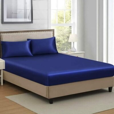 Microfiber Satin Weave Fitted Bedsheet Blue