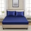 Microfiber Satin Weave Fitted Bedsheet Blue 5