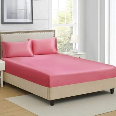 Microfiber Satin Weave Fitted Bedsheet Coral Pink