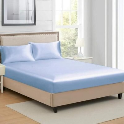 Microfiber Satin Weave Fitted Bedsheets Sky Pearl