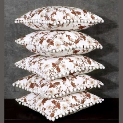 Premium Cotton Cushion Covers Set of 5 Beige Brown