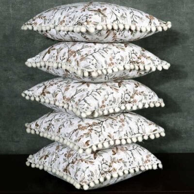 Premium Cotton Cushion Covers Set of 5 Home Décor Ivory Beige
