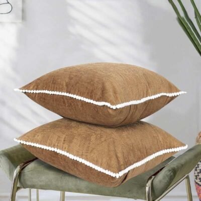 Premium Velvet Cushion Covers Set of 2 (Beige Gold)