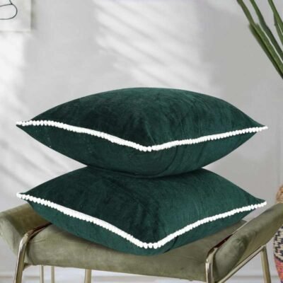 Premium Velvet Cushion Covers Set of 2 (Dark Green)