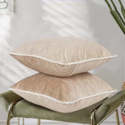 Premium Velvet Cushion Covers Set of 2 (Lite Beige)
