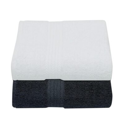 2 Piece Bath Towel for Men/Women|100% Cotton Towels for Bath | Towels for Bath Large Size Bath Towel - Soft & Absorbent | 650 GSM | Urban Comfort | 72 cms x 150 cms - Black&Wine