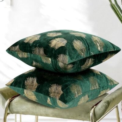 Velvet Cushion Covers Set of 2 Dark Green