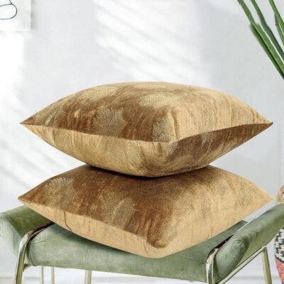 Velvet Cushion Covers Set of 2 Golden Brown