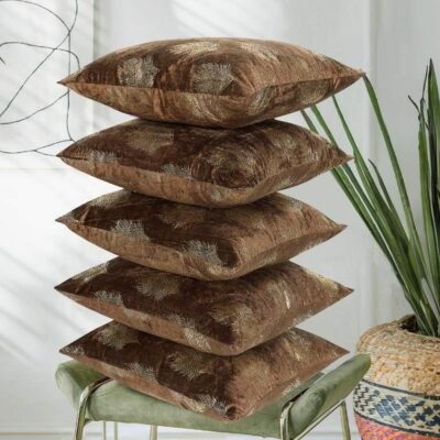 Velvet Cushion Covers Set of 5 Chocolate Brown