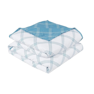 Dohar for Single Bed (60x90 Inch) Glace Cotton Reversible | Soft AC Blanket for Summer & Winter | Lightweight Comforter for All Seasons |White & Blue