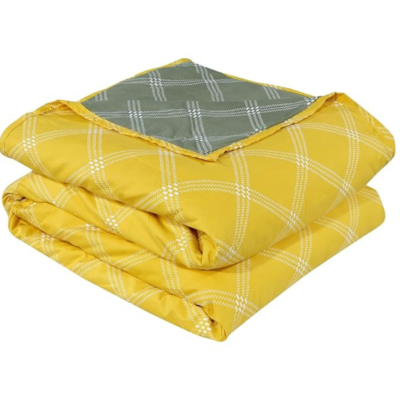 Dohar for Double Bed (90x100 Inch) Glace Cotton Reversible | Soft AC Blanket for Summer & Winter | Lightweight Comforter for All Seasons | Yellow & Green