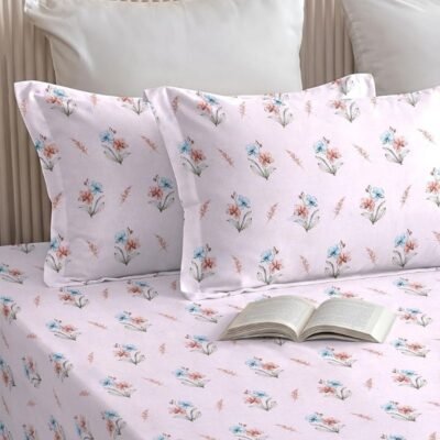 RD-TREND®-Premium-100-Cotton-Bedsheet-for-Double-Bed-King-Size78x72x10-Inch-with-2-Pillow-Covers-144-TC-Fitted-Elastic-All-Around-Soft-Skin-Friendly-Light Pink