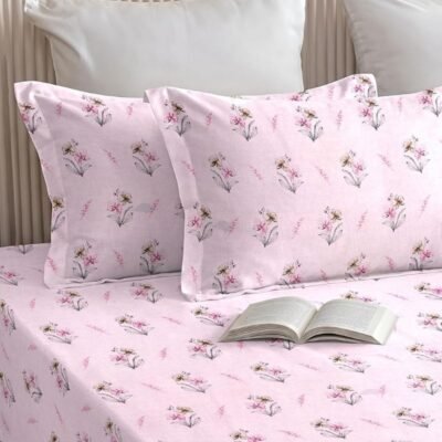 RD TREND® Premium 100% Cotton Bedsheet for Double Bed King Size(78x72x10 Inches) with 2 Pillow Covers | 144 TC Fitted Elastic All Around | Soft & Skin-Friendly | Blush Pink