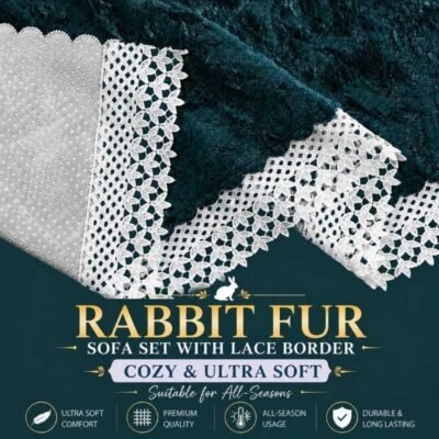 RD TREND® Premium Faux Rabbit Fur Sofa Cover Mat | Plush Anti-Slip Sofa Protector with Lace Border | Soft, Washable & Durable | Steel